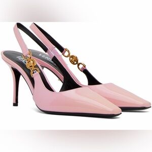 Versace Pink Patent Slingback Heels